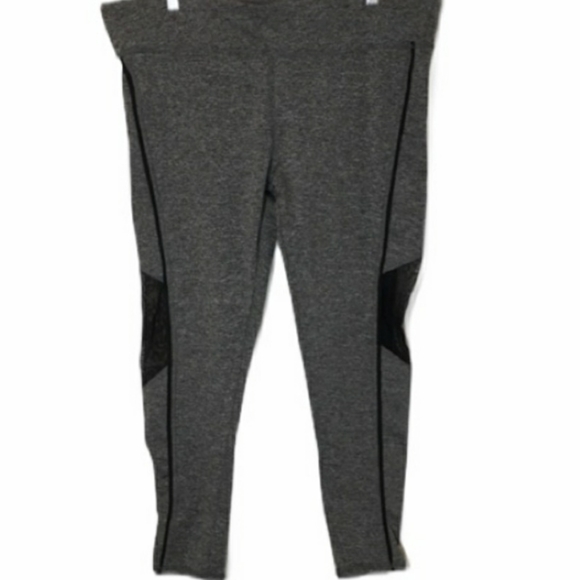 S2 1x grey sheer mesh inset athletic yoga leggings - Picture 2 of 13